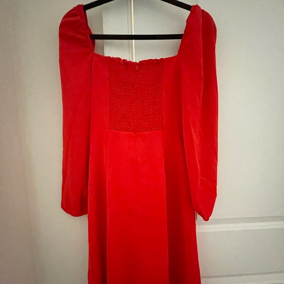 Commense Square Neck Long Sleeve Fitted Bodice Wrap Dress - Picture 5 of 10